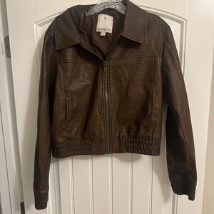 Unreal fur Brown Leather Jacket